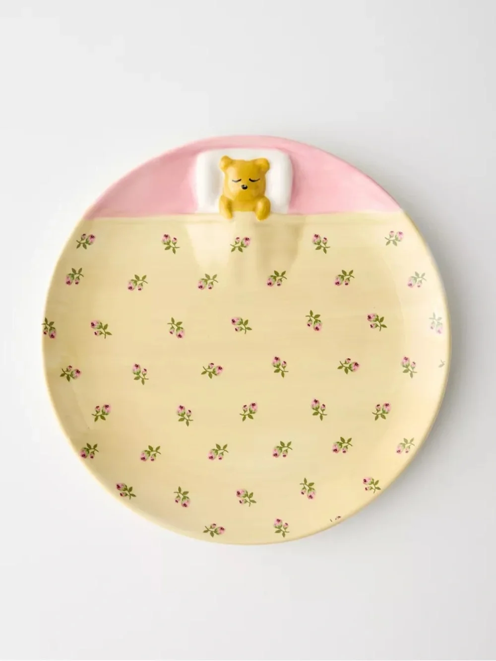 NWT Urban Outfitters Pink and Yellow Lana Patterned Dinner Plate Set of 2